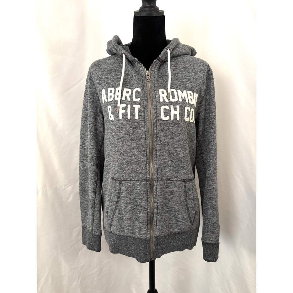 Vintage Abercrombie & Fitch XS Grey Logo Full Zip Hoodie - Picture 1 of 5